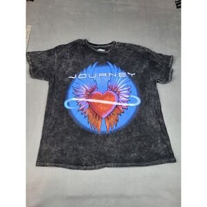 Journey Band Shirt Mens XL Black Marble Lightweight Crew Neck Heart With‎ Wings
